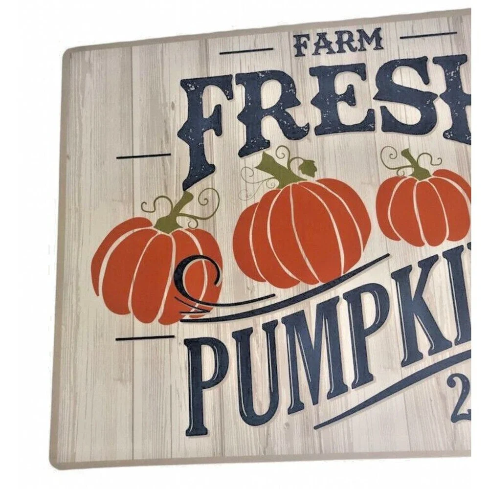 Thanksgiving Placemats Farm Fresh Pumpkins Autumn Fall Vinyl Foam Back Set of 4